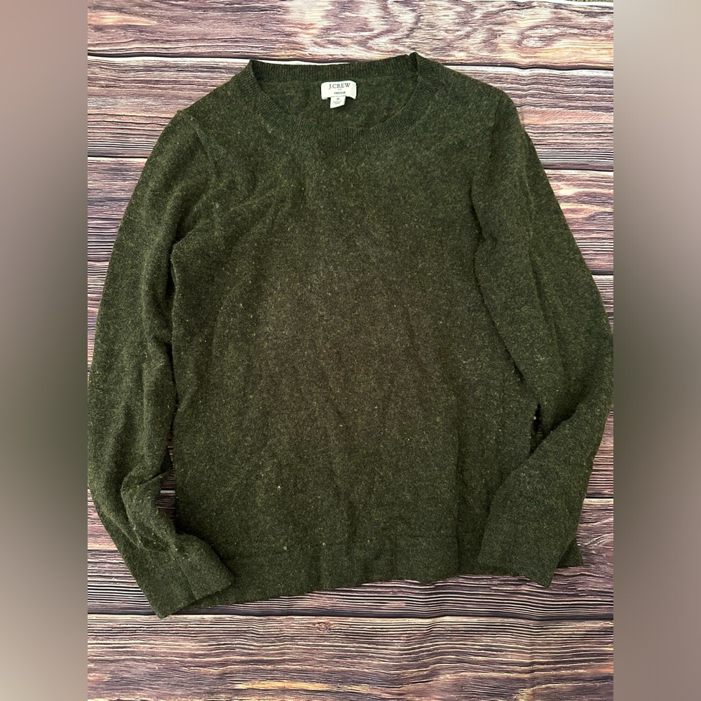 J Crew green teddie sweater
